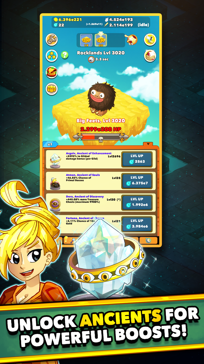 Clicker Heroes プレイ画面｜App Store公式